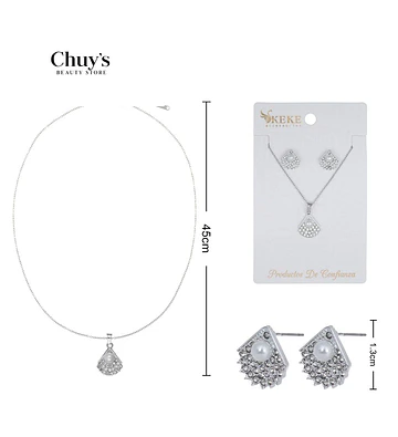 Collar con Pendientes Aleación Acero Inoxidable y Perla - Chuys Beautys | Chuy's Beautys Store