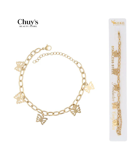 Pulsera de acero inoxidable con mariposas