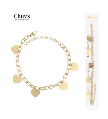 Pulsera de acero inoxidable con corazones - Chuys Beautys | Chuy's Beautys Store