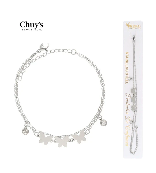 Pulsera de acero inoxidable con mariposas