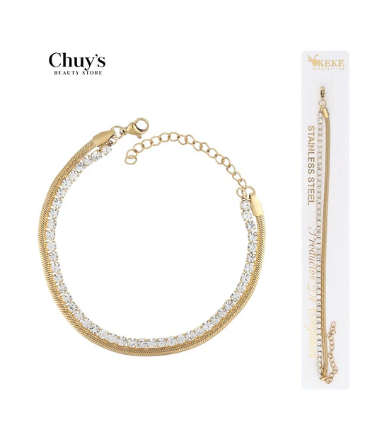 Pulsera de acero inoxidable con cristales