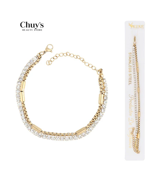 Pulsera de acero inoxidable con cristales