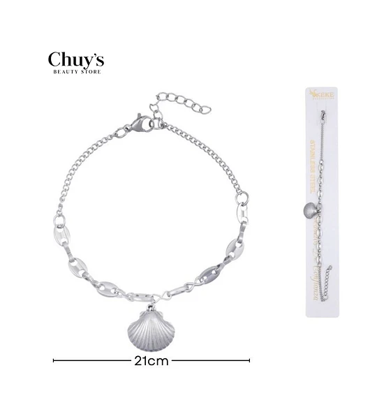 Pulsera de acero inoxidable con concha