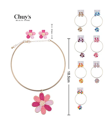 Pendientes Artesanales y Collar Floral - Chuys Beautys | Chuy's Beautys Store