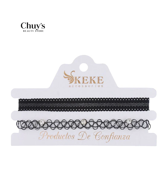 Choker Negro con Detalles Brillantes
