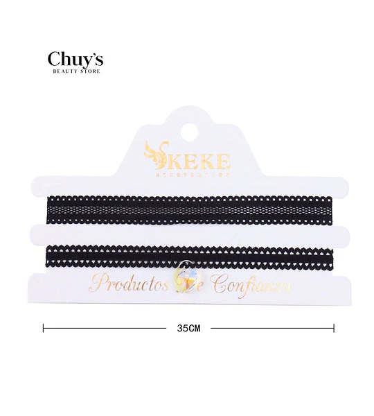 Choker de encaje negro 35 cm
