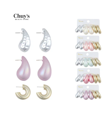 Pendientes 3 Pcs 1.8-3.2cm - Chuys Beautys | Chuy's Beautys Store