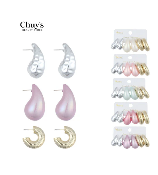 Pendientes 3 Pcs 1.8-3.2cm