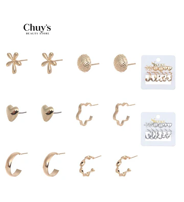 Pendientes 6 Pcs Elegantes - Chuys Beautys | Chuy's Beautys Store