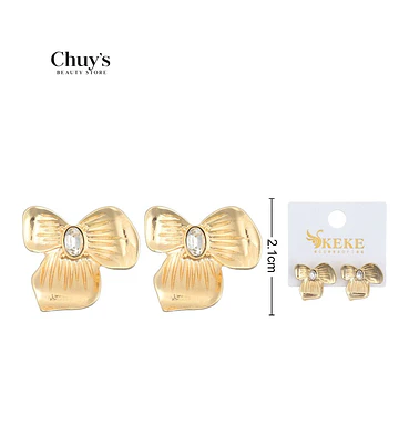 Pendientes dorados con lazo - Chuys Beautys | Chuy's Beautys Store