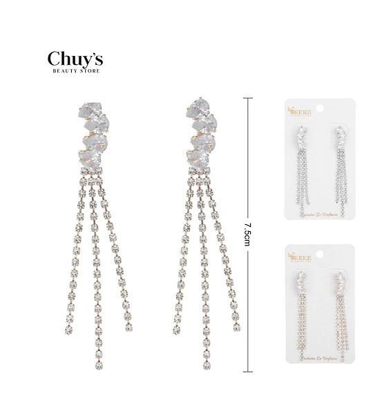 Pendientes largos de brillos