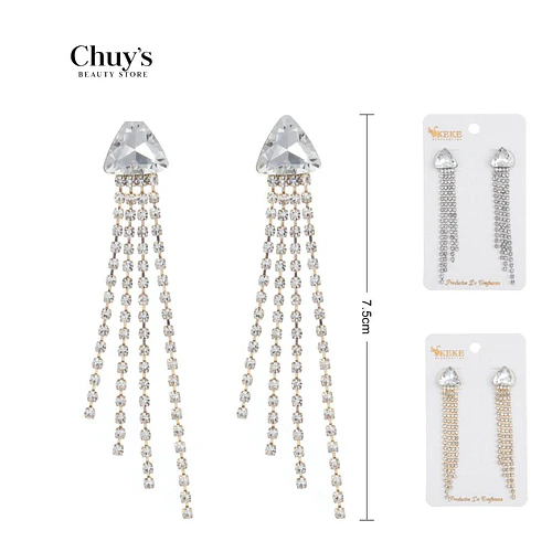 Pendientes largos de brillos - Chuys Beautys | Chuy's Beautys