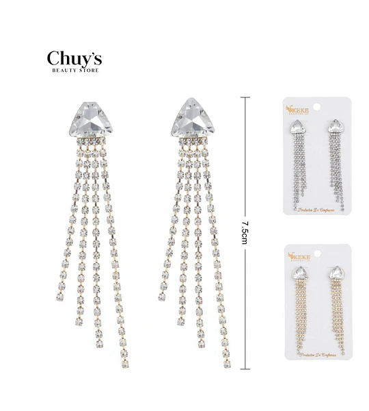 Pendientes largos de brillos