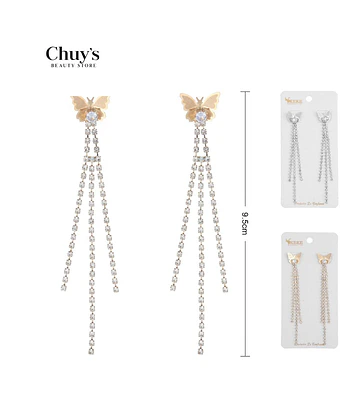 Pendientes largos de brillos - Chuys Beautys | Chuy's Beautys Store