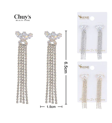 Zarcillos Pendientes Largos Con Brillos - Chuys Beautys | Chuy's Beautys Store