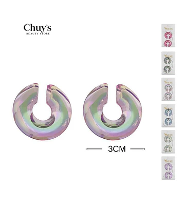 Aros Solitarios Pendientes Iridiscentes - Chuys Beautys | Chuy's Beautys Store