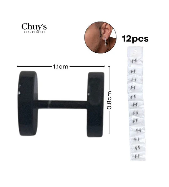Pendientes de Aro Negros 12 Pcs