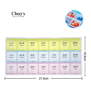 Pastillero 21 Compartimientos 21.5x10.8cm - Chuys Beautys | Chuy's Beautys Store