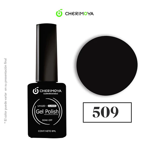 Esmalte Gel Polish UV/LED Negro Clásico 509 Cherimoya 8ml - Chuys Beautys | Chuy's Beautys