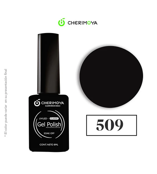 Esmalte Gel Polish UV/LED Negro Clásico 509 Cherimoya 8ml