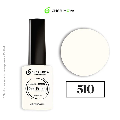 Esmalte Gel UV/LED Cherimoya Classic Tono Blanco Cremoso 510 8ml - Chuys Beautys | Chuy's Beautys