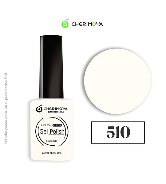 Esmalte Gel UV/LED Cherimoya Classic Tono Blanco Cremoso 510 8ml