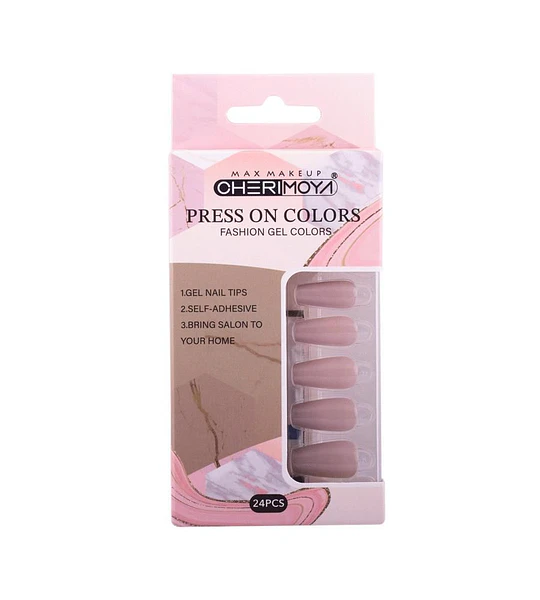 Uñas postizas autoadhesivas Cherimoya Press On Colors Nude 24 piezas