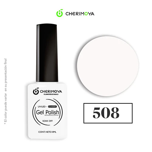 Esmalte Gel Polish UV/LED Blanco Puro N°508 Cherimoya 8ml - Chuys Beautys | Chuy's Beautys
