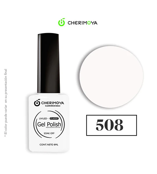 Esmalte Gel Polish UV/LED Blanco Puro N°508 Cherimoya 8ml