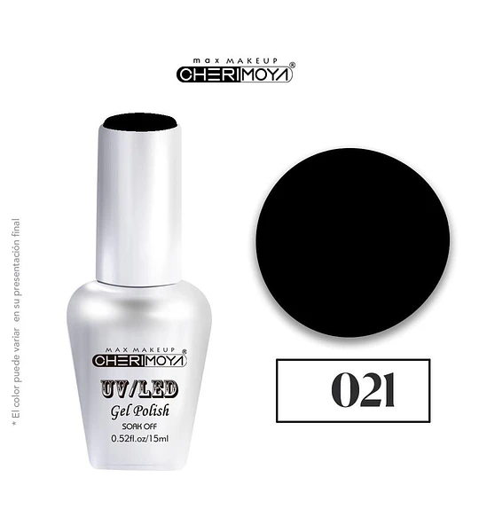 Esmalte Gel UV/LED Cherimoya Negro Intenso #021 15ml