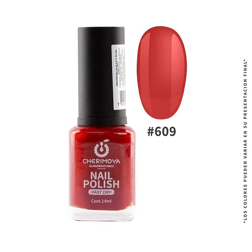 Esmalte de Uñas Rojo Intenso #609 Cherimoya Fast Dry 14ml - Chuys Beautys | Chuy's Beautys