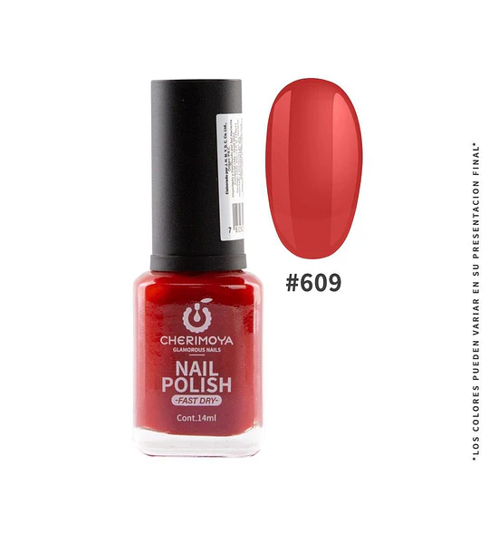 Esmalte de Uñas Rojo Intenso #609 Cherimoya Fast Dry 14ml