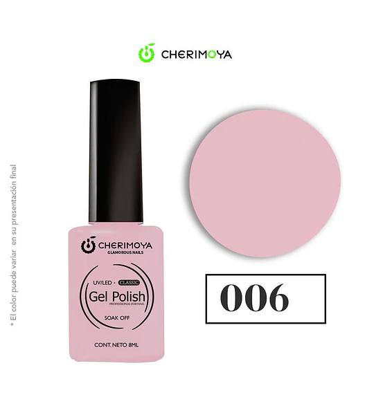 Esmalte Gel Polish Cherimoya Classic 006 Rosa Claro