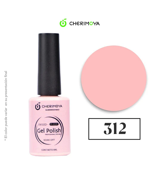 Esmalte Gel Polish Cherimoya Classic 312 Rosa Pastel 8ml