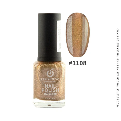 Esmalte de Uñas Fast Dry #1108 Dorado Brillante Cherimoya - Chuys Beautys | Chuy's Beautys