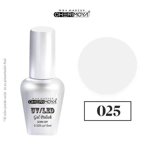 Esmalte Gel UV/LED Cherimoya Soak Off 025 Blanco 15ml - Chuys Beautys | Chuy's Beautys