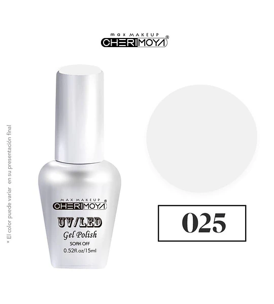 Esmalte Gel UV/LED Cherimoya Soak Off 025 Blanco 15ml