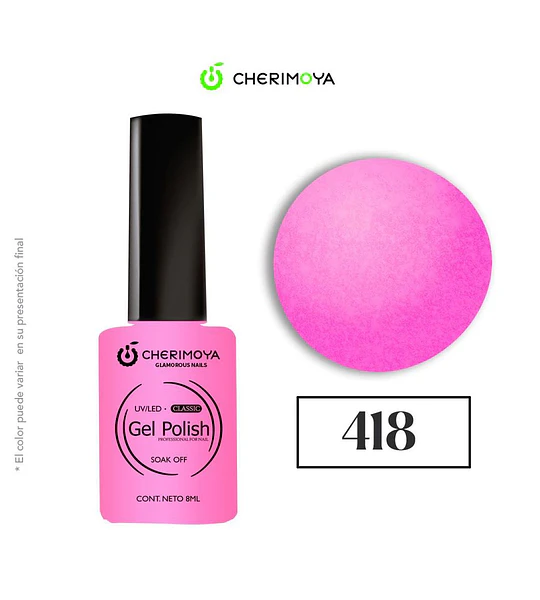Gel Polish UV/LED Classic Soak Off 418 Rosa Neón Cherimoya 8ml