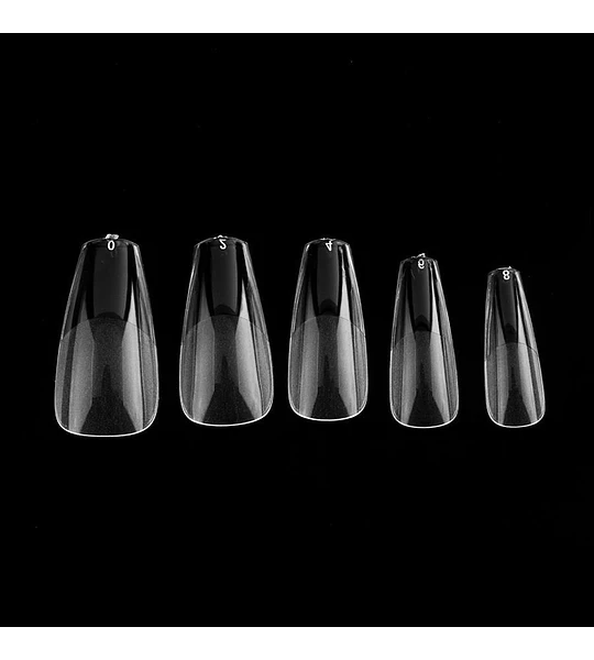 Uñas postizas coffin transparentes tamaño 0-8 Cherimoya