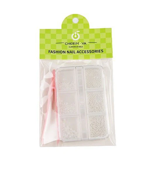 Set de accesorios para uñas con cuentas y pinza Cherimoya