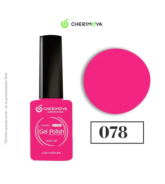Esmalte Gel Polish Classic UV/LED 078 Rosa Intenso 8ml Cherimoya