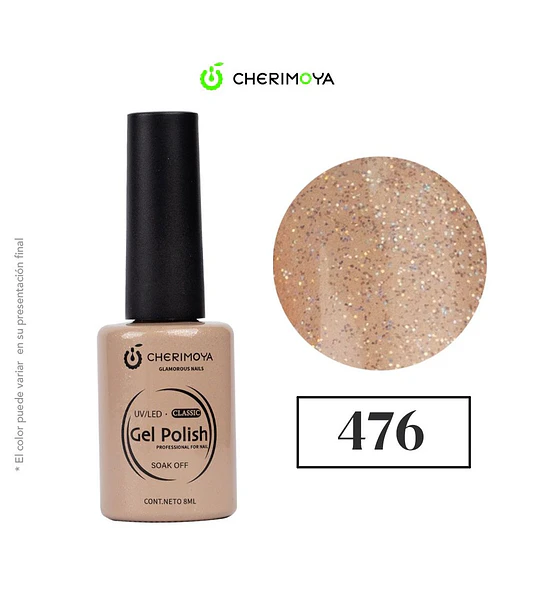 Esmalte Gel Polish Classic 476 con Glitter Cherimoya