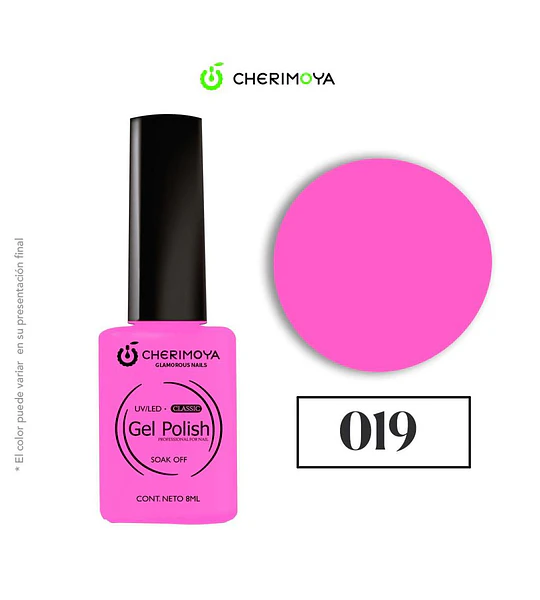Esmalte Gel Polish Classic 019 Rosa Neón Cherimoya 8ml