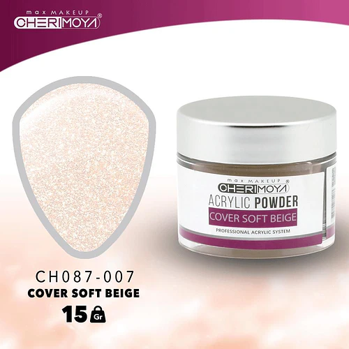 Acrílico en Polvo Cover Soft Beige 15g Cherimoya - Chuys Beautys | Chuy's Beautys