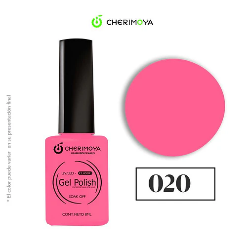 Esmalte Gel Polish UV/LED Clásico 020 Rosa Brillante Cherimoya 8ml - Chuys Beautys | Chuy's Beautys