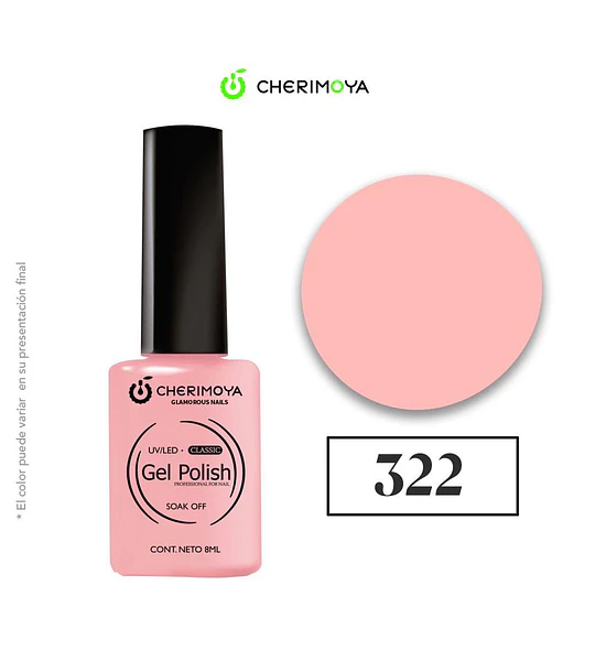 Esmalte Gel Polish Classic 322 Rosa Suave Cherimoya 8ml