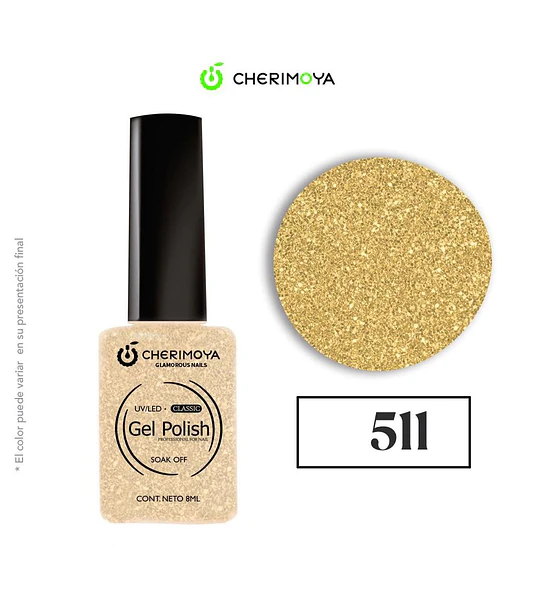 Esmalte Gel Polish 511 Glitter Dorado Cherimoya