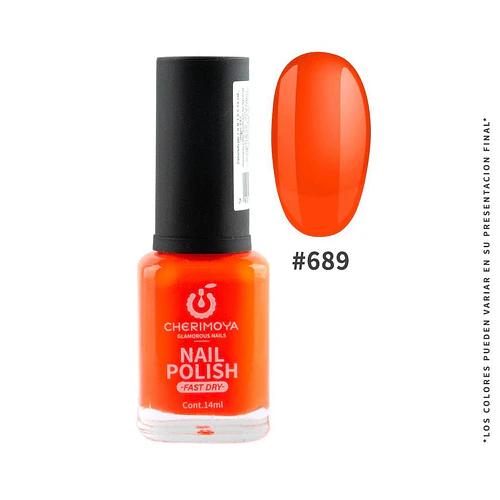 Esmalte de uñas Cherimoya Nail Polish Fast Dry #689 Naranja Brillante - Chuys Beautys | Chuy's Beautys