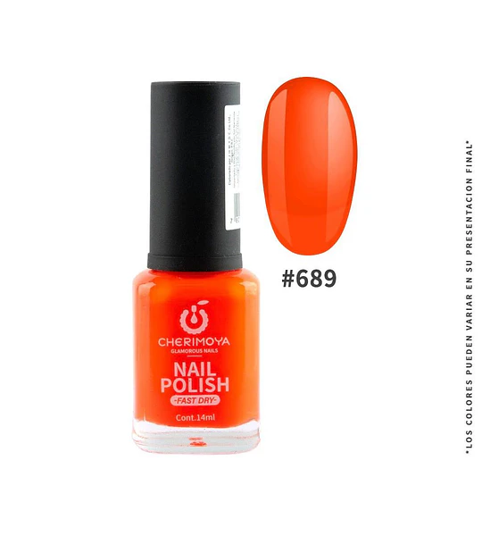 Esmalte de uñas Cherimoya Nail Polish Fast Dry #689 Naranja Brillante