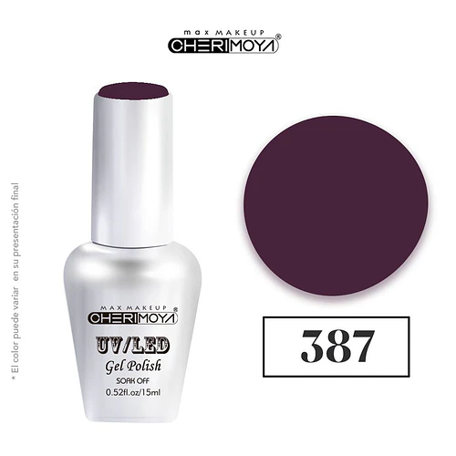 Esmalte Gel UV/LED Cherimoya Soak Off 387 15ml - Chuys Beautys | Chuy's Beautys